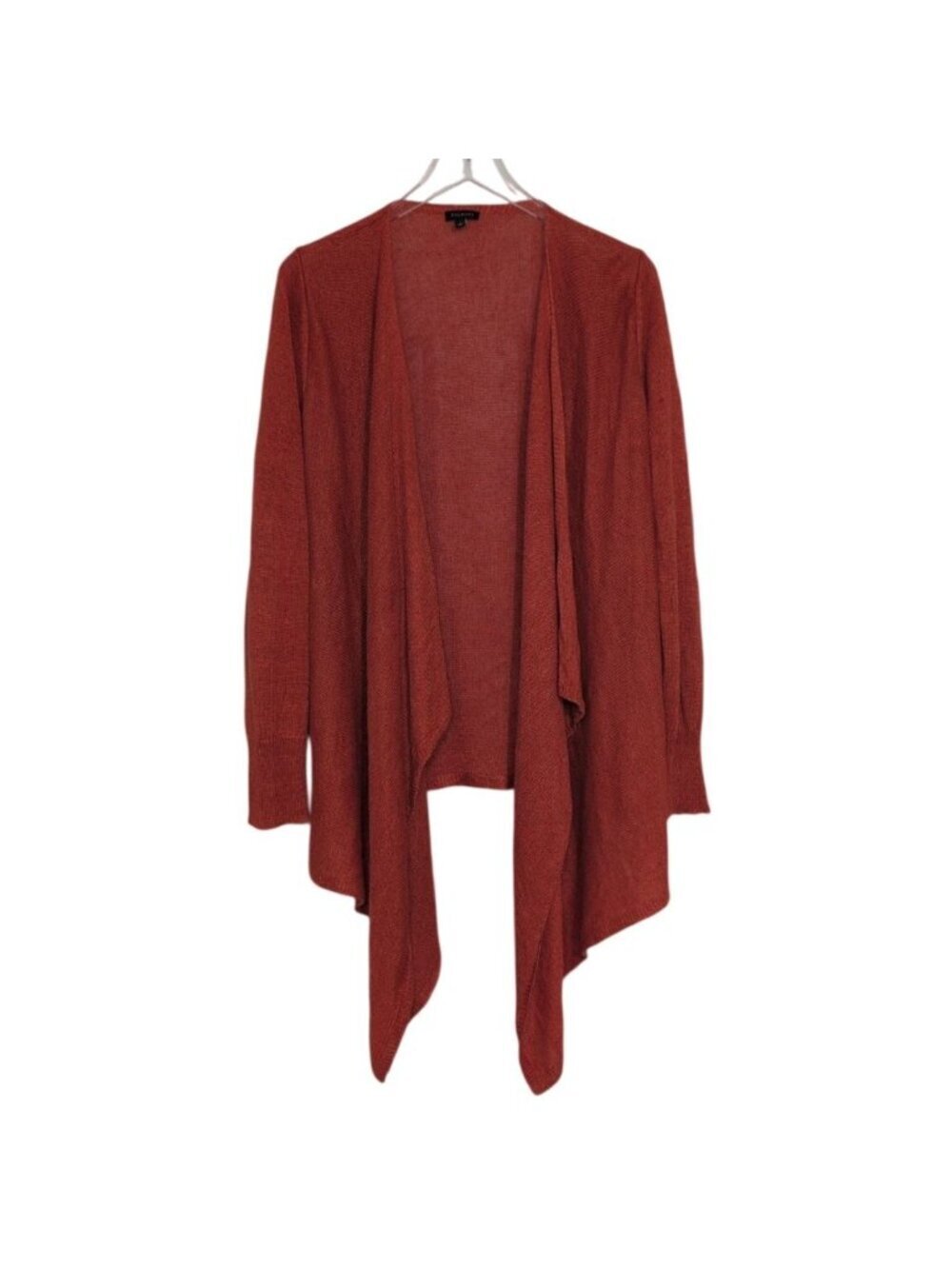 Talbots 100% Linen Draped Cardigan Womens Size Large Orange Coastal Boho Casual